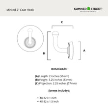Minted 2" Coat Hook