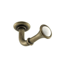 White Ceramic Lever Pull Antique Brass