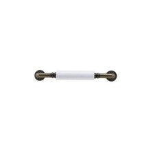 White Ceramic 4" Pull Antique Brass