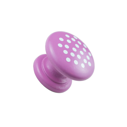 Hand Painted Pink Knob with White Dots