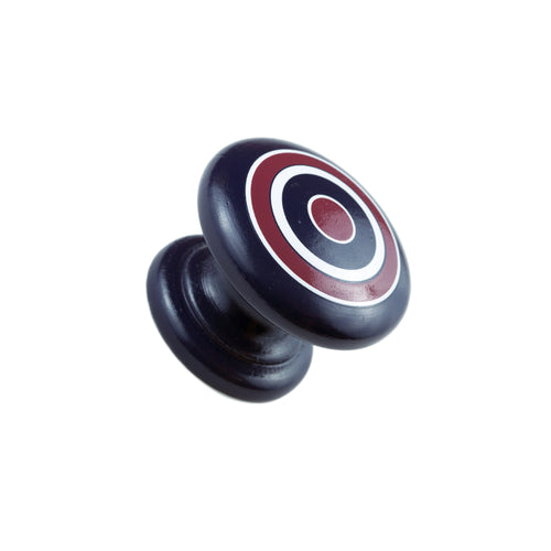 Hand Painted Blue Knob with Red White and Blue Circles