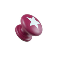 Hand Painted Wood Knob Red with White Star
