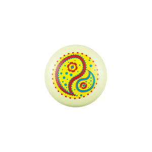 Hand Painted Cream Knob with Yellow Paisley