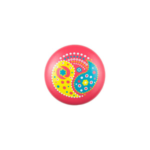 Hand Painted Pink Knob with Yellow Paisley
