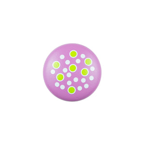 Hand Painted Pink Knob with Green and White Dots